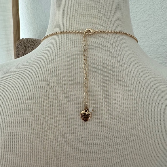 Betsey Johnson Pink Strawberry Red Rhinestone Long Necklace Gold Tone - Picture 6 of 9